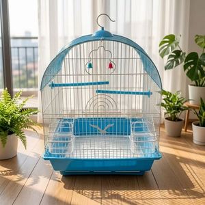 Jaula Metálica Ecológica con Techo Arqueado para Pájaros, Hábitat de Vuelo para Periquitos y Perrositos, No Tóxica - Product Image 1