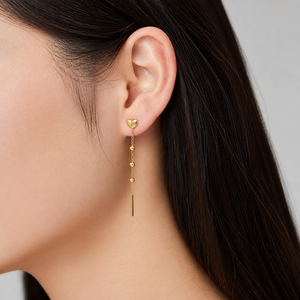 Pendientes de Cadena con Cuentas en Forma de Corazón, Acero Inoxidable, Chapado en Oro de 14K al Vacío - Product Image 5