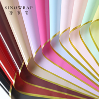 Papier d'emballage pour fleurs SINOWRAP imperméable avec ligne dorée, papier d'emballage pour bouquets floraux