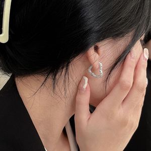 S925 Sterling Silver Heart Huggie <b>Earrings</b> For Women Twisted Design Everyday Wear Bezel Setting 925 Silver Ear <b>Post</b> - Product Image 3