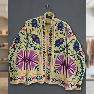 Veste en velours brodée à la main à motif floral, col montant, manches longues, longueur standard pour femme, style printemps, chic prairie, vente en gros B2B - Product Image 1