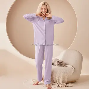 Conjunto de pijamas de manga larga para mujer, ropa de dormir cómoda y de diseño suave, de fábrica, gran oferta