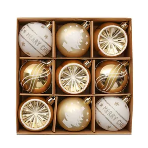 Article de décoration de Noël EAGLEGIFTS Boules de Noël Décoration Feliz Navidad Enfeite Natal Ensembles de boules de Noël en or