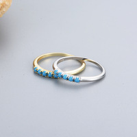 Bagues en argent sterling 925 avec turquoise, plaquées or 14 carats et argent, perles fines en pierres précieuses, pour femmes