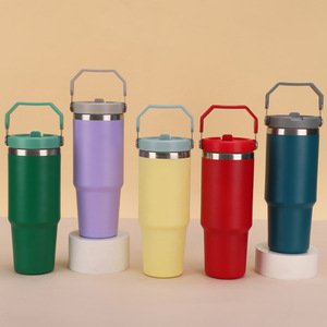 DD3991 Gobelet isotherme anti-fuite avec couvercle torsadé et paille rabattable, avec poignée, 30 oz, pour le camping - Product Image 4