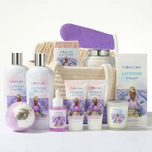 Precio de fábrica personalizado OEM y ODM Gel de ducha de limpieza púrpura Lavanda Aroma Baño Spa Juego de regalo Vacaciones con bolsa de viaje Loción corporal - Product Image 5