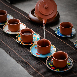 แผ่นรองแก้วชาเคลือบโลหะทรงกลม ยี่ห้อ Cloisonn อุปกรณ์เสริมสำหรับพิธีชงชา สำหรับชุดน้ำชายามบ่าย แผ่นรองกันความร้อน - Product Image 2