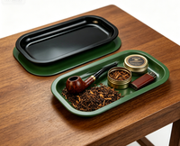 Ensemble de plateaux roulants en métal noir et vert de qualité supérieure, en fer blanc durable, pour tabac, destiné aux salons de fumeurs professionnels, vente en gros