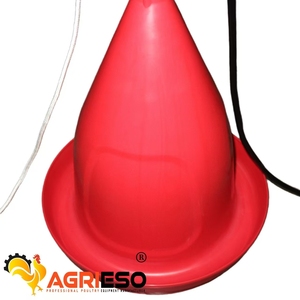 Agrieso, equipo avícola de alta calidad, Material plástico PP, <span class=keywords><strong>bebedero</strong></span> automático para pollos, bebederos colgantes con <span class=keywords><strong>campana</strong></span> roja para Gallinero - Product Image 3