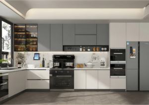 Armoires de cuisine modernes en bois MDF Ensemble complet <span class=keywords><strong>gris</strong></span> avec meubles de placard Conception en contreplaqué personnalisée pour les cuisines modernes - Product Image 6