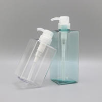 Bouteille de pompe de lotion en plastique personnalisée Petg 250ml 450ml 650ml bouteille de désinfectant pour les mains bouteille carrée