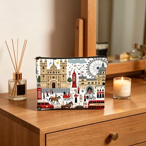 Trousse de maquillage de <span class=keywords><strong>voyage</strong></span> de Londres avec fermeture éclair, organiseur de toilette léger pour femme, motif floral vibrant - Product Image 3