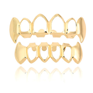 Grillz Hiphop 18K <span class=keywords><strong>Quad</strong></span> Hollow, plaqué or brillant, bijoux de mode pour hommes - Product Image 2