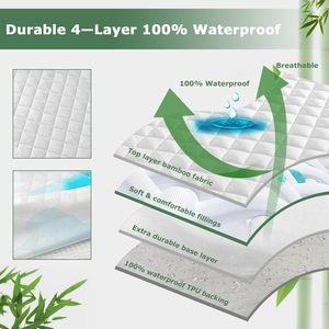 1 Pak Pelindung Kasur Bayi 52x28 inci - Rayon Bambu Anti Air Berlapis, Ekstra Bernapas Tanpa Suara, Penutup Balita dengan Kantong Dalam yang Dalam - Product Image 3