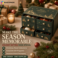 Boîtes cadeaux de Noël personnalisées, emballage de luxe avec tiroir et six compartiments, impression dorée pour marques de cadeaux, MOQ 300