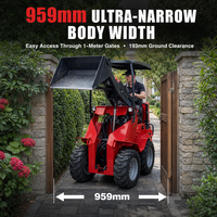 S390 Mini Skid Steer Loader 989kg EPA EURO5 Mesin Bensin 0.1m3 Bucket Compact Wheel Loader untuk Pekerjaan Lanskap