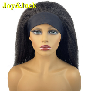 Wholesale Headband <strong>Wigs</strong> for Women Mid-lenght Straight Natural Black Color <strong>Afro</strong> Soft Yaki Synthetic Machine Made <strong>Wig</strong> for Female - Product Image 3