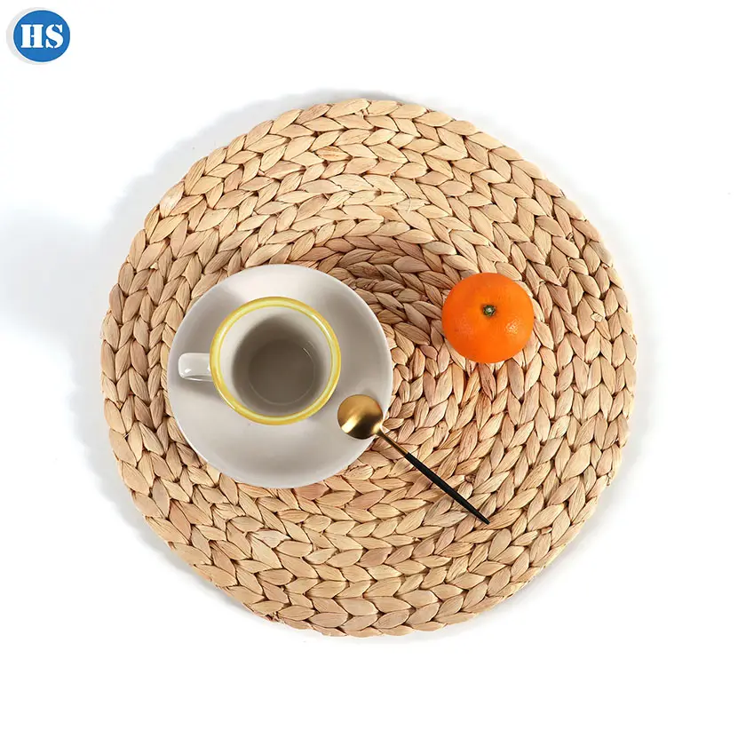 Round Water Hyacinth Woven Placemats for Dining Table
