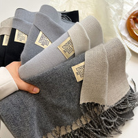 Vente chaude hiver chaud couleur unie Pashmina châles couverture écharpe femmes hommes longue grande Double face cachemire écharpes frange châles