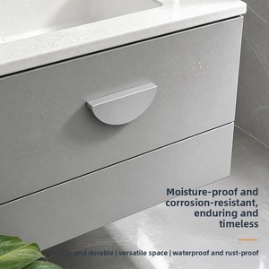 Poignées noires semi-circulaires minimalistes en aluminium, style nordique, moulage monobloc, pour portes d'armoires et tiroirs de cuisine - Product Image 4