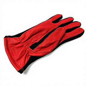 Gants de poignet en cuir rouge, style uni, doublure respirante en polyester pour usage quotidien en extérieur, printemps automne - Product Image 2