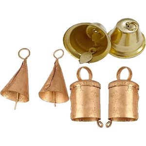 Vintage Rustic Tin Bells <b>Small</b> Cow Bells Jingle Chimes 6 Golden Christmas Tree Crafts for Christmas Garlands <b>Wreaths</b> Decoration - Product Image 1