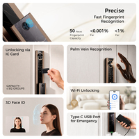 Serrure de porte intelligente biométrique numérique électronique entièrement automatique LNDU H01 avec reconnaissance 3D des veines du visage et des empreintes digitales pour la maison