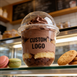 ถ้วยพลาสติกใส่ของหวานแบบใช้ครั้งเดียวพร้อมฝาปิด ขนาด 5 ออนซ์ 14 ออนซ์ วัสดุ PET ปิดผนึกได้ ผลิตตามสั่งสำหรับของหวาน - Product Image 4