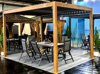 Pergola Bioclimatique à Toit Ouvrant en Bois pour Extérieur, Auvent Pare-Soleil, Tonnelle de Jardin, Abri de Jardin à Ombre Manuelle