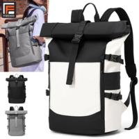 Sac à dos Roll Top Techwear personnalisé avec logo, extensible, étanche, pour ordinateur portable 15,6 pouces, idéal pour les trajets urbains, vente en gros OEM