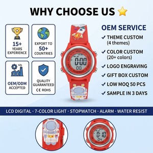 Montre électronique numérique colorée pour enfants, montre créative en PVC de dessin animé pour garçons et filles - Product Image 3