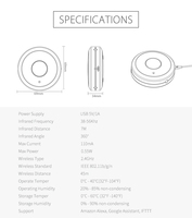 Sistema de Hogar Inteligente WiFi Universal Tuya, Control Remoto Inalámbrico RF con Emisor IR de 5V para Aire Acondicionado/TV/Ventilador/DVD