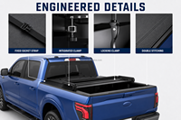 Couverture de benne de camion pliable en trois parties, imperméable, sans perçage, avec cadre en aluminium verrouillable pour Actyon Sports Korando Pickup
