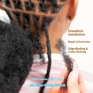 Accessoires pour perruques : Mèches de cheveux humains en soie, style Afro Kinky Bulk Rasta Dreadlocks, pour <span class=keywords><strong>coiffure</strong></span>, peuvent être permanentées, modèle PP-30 - Product Image 3