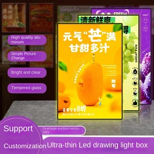 Boîte à lumière LED ultra-mince en alliage d'aluminium en verre trempé panneau d'affichage mural suspendu pour affiche lumineuse Menu Illustration - Product Image 3