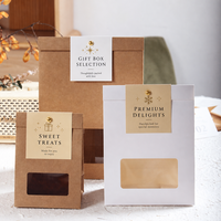 Boîtes d'emballage pour biscuits personnalisées en gros, recyclables, réutilisables, imperméables, de qualité alimentaire, sacs en papier pour boulangerie avec fenêtre