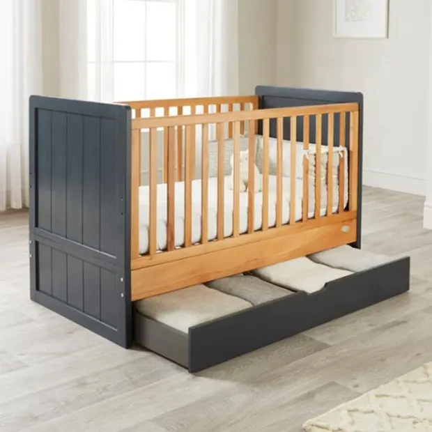 NOVA Nordic Safety Cuna para bebés recién nacidos Juego de muebles para niños Cunas convertibles de madera maciza con cajones de almacenamiento