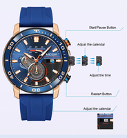 Reloj de Cuarzo MEGIR 2224 para Hombre, Deportivo, Moderno, Creativo, con Correa de Silicona, Cronógrafo, Manecillas Luminosas, Fecha, Reloj de Pulsera para Hombre