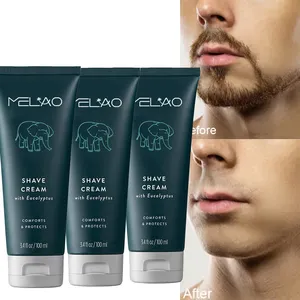 Crema de afeitar de alta calidad para hombres, crema de afeitar de limpieza hidratante para alisar la barba, marca privada, vegana