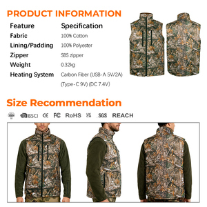 Usine personnalisé Camouflage 5V 7.4V 12V gilet chauffant USB DC Charge hiver Sports de plein air homme gilet chauffant pour la chasse - Product Image 6