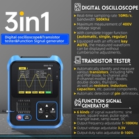 Probador de transistores de osciloscopio Digital, generador de señal 3 en 1, probador de componentes electrónicos multifunción, 2 unidades