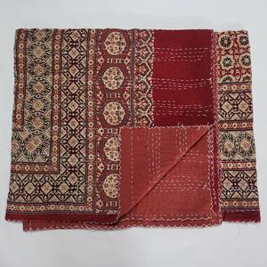Colcha de Patchwork con Estampado a Mano Kantha, 100% Algodón, Multicolor, Nuevo Estampado Indio, Duradera, Impermeable, 90x108 Pulgadas, Cubrecama para el Hogar - Product Image 3