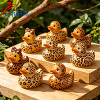 Canard en caoutchouc imprimé léopard, jouet de bain flottant couineur, motif animalier tendance, pour cadeaux de fête et articles cadeaux fantaisie