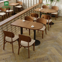 Ensemble de table à manger carrée sur mesure pour les cafés, restaurants de restauration rapide, mobilier en bois commercial pour les cafés et restaurants