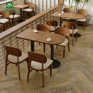 Set Tavolo da Pranzo Quadrato Personalizzato per Caffetterie, Ristoranti Fast Food, Arredamento Commerciale in Legno per Caffè e Ristoranti - Product Image 1