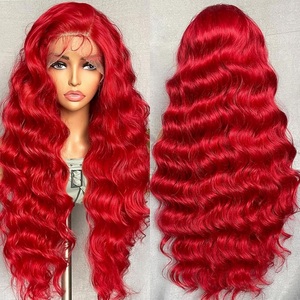 Parrucca 100% Capelli Umani Vergini Rossi, Ingrosso Capelli Grezzi Cambogiani, Parrucca Frontale in Pizzo HD 13x4, Parrucche Rosse Calde con Onde Profonde per Donne Nere - Product Image 4