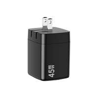 Pengisi daya dinding USB C dapat ditarik, pengisi daya dinding USB C blok 45W PD PPS pengisian cepat dengan kabel tipe-c yang dapat ditarik untuk iPhone