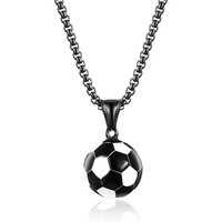 3D Fußball-Anhänger Halskette Edelstahl Fußballform Halskette Herren Sport-Thema Schmuck Fans Geschenk