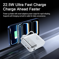 Chargeur portable, le plus petit chargeur de 10000 mAh 22,5 W à charge rapide, câble USB-C et accessoires de voyage, chargeur de taille mini
