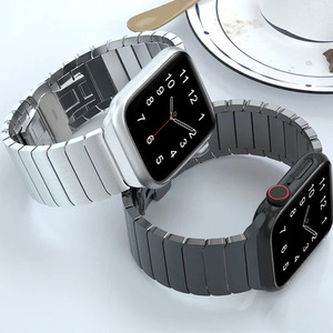 Bracelet à maillons en acier inoxydable, couleur <span class=keywords><strong>Titan</strong></span>, boucle papillon, solide, 49mm, 45mm, métal, pour Apple Watch Ultra 8 - Product Image 3